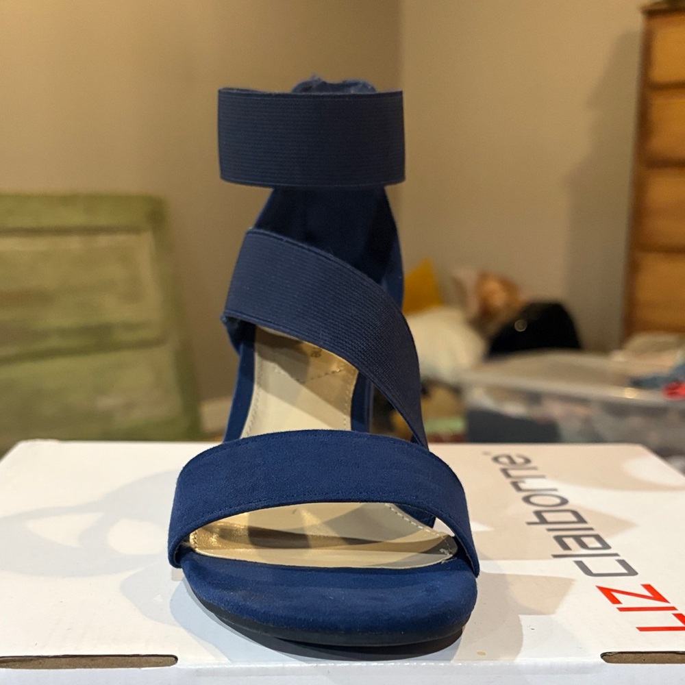 Liz Claiborne Navy Block Heel Sandals - Picture 5 of 5